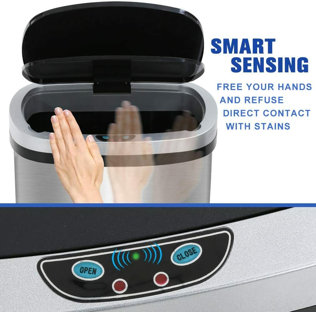 Automatic Motion Sensor Kitchen Trash Can, 13 Gallon Stainless Steel – product detail 5