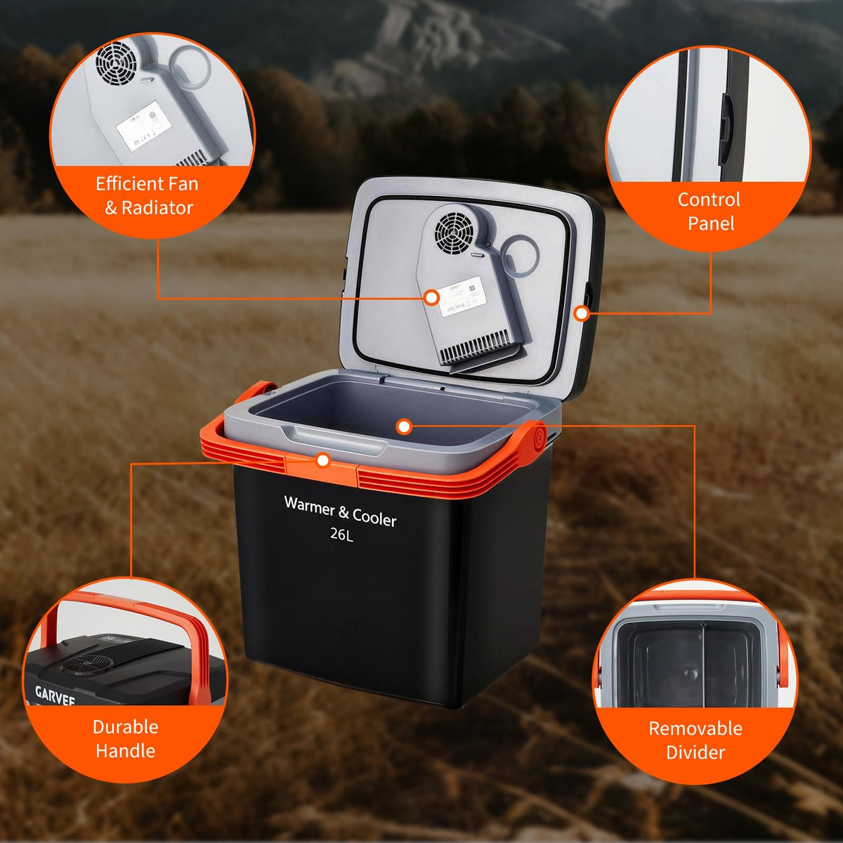 Portable Thermoelectric Cooler and Warmer, 26 L, 12V DC and 110V AC – product detail 4