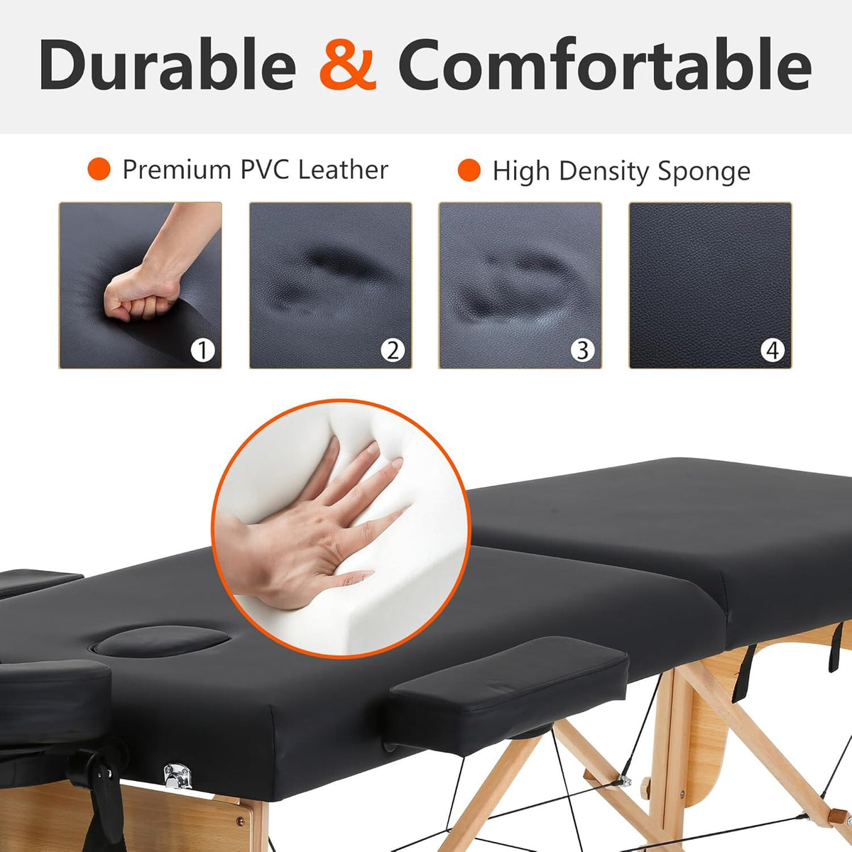 Portable Folding Massage Table 73 x 24 in with Carry Case, Adjustable Height – product detail 5