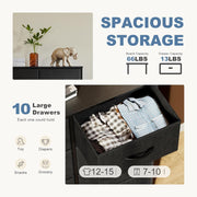 10-Drawer Tall Fabric Dresser with Wood Top and Steel Frame – product detail 6