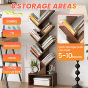 7-Tier Tree Bookshelf with Bottom Storage Cabinet, Rustic Brown – product detail 2