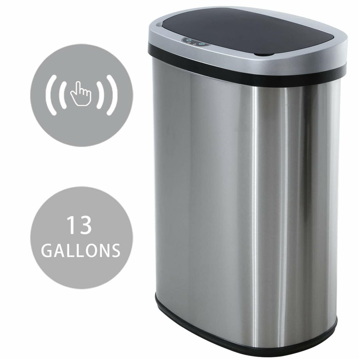 Automatic Motion Sensor Kitchen Trash Can, 13 Gallon Stainless Steel – Stainless Steel