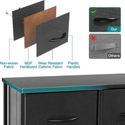 5-Drawer Fabric Dresser with Wood Top, Black Bedroom Storage Chest – product detail 6