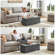 Folding Storage Ottoman Bench with Padded Seat and Removable Lid – product detail 5