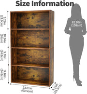 5-Tier Adjustable Bookshelf, 23.8 in Wide Freestanding Storage Bookcase – product detail 5
