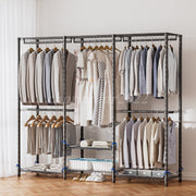 Covered Clothes Rack with 4 Hanging Rods and 8 Storage Tiers, 70 in Wide – product detail 4
