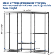 Freestanding Metal Clothes Rack with Adjustable Storage and Fabric Cover, 70 in Wide – product detail 2