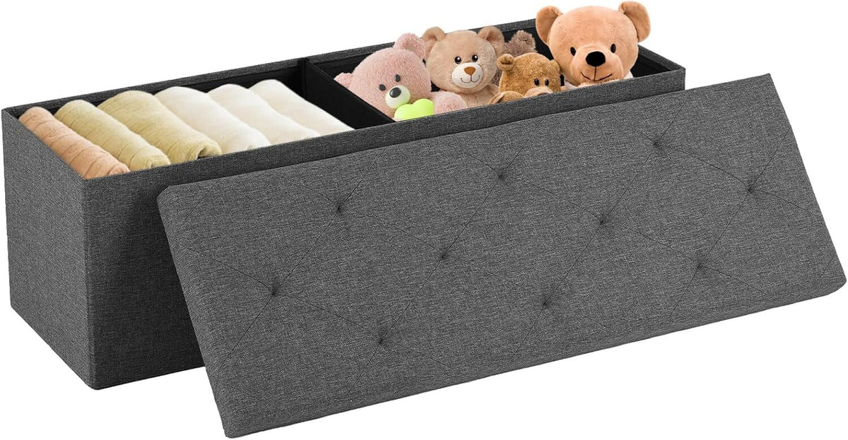 Folding Storage Ottoman Bench with Padded Seat and Removable Lid – product detail 3