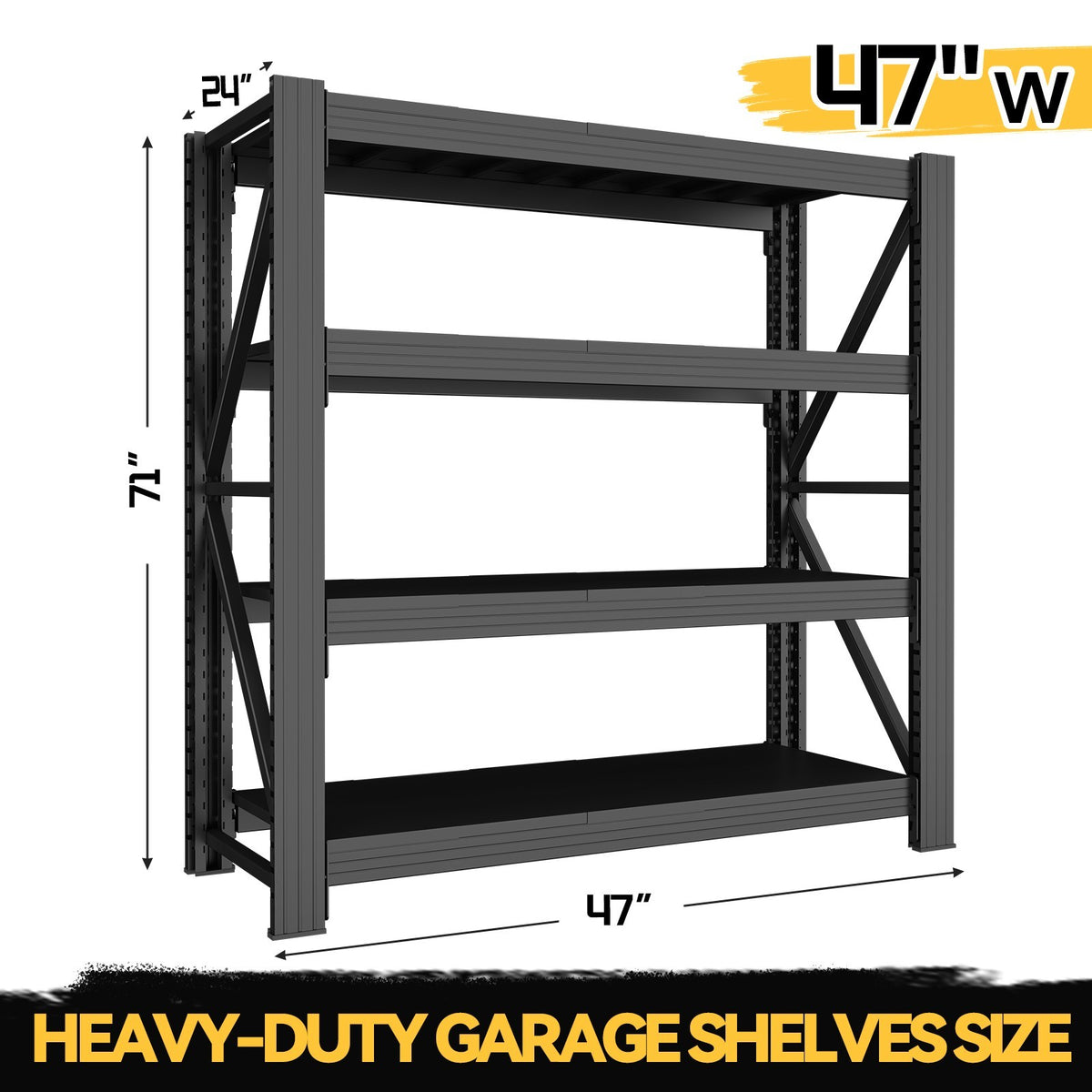 4-Tier Metal Garage Storage Shelving, Adjustable Heavy-Duty Rack – product detail 5