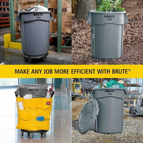 Heavy-Duty Round Plastic Trash Can, 44 Gallon, Gray, Lid Not Included – product detail 4