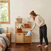Bamboo Tilt-Out Laundry Hamper Cabinet with 2 Baskets and 3 Shelves – product detail 5